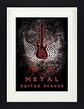 Dimensiones : 40 x 30 cm 1art1 Guitarras Póster Guitar Heaven, Metal Cuadro Enmarcado con Fine Passepartout  Cuadros De Pared  En Un Marco De Imagen 40x30 cm