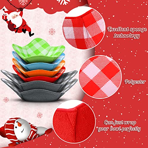 Microwave Bowl Holders Plaid Bowl Holders Hot Bowl Holder Safe Microwave Plate Holder Heat Resistant Bowl Holder For Rice Soup Pasta Bowls (Red, Blue, Green, Yellow, Gray,6 Pieces) #TOP2