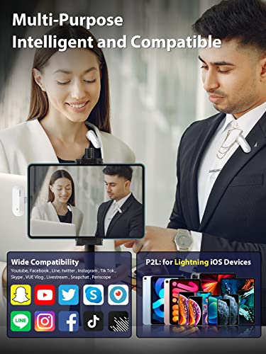 Synco Wireless Lavalier Microphone, P2L Dual Transmitter & 1 Receiver 2.4Ghz Lapel Mic With Charging Case Plug & Play For Youtube Live Stream Recording Tiktok, Wireless-Lavalier-Microphone-Iphone #TOP2