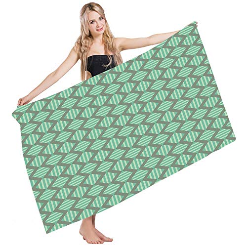Fille Garçon Serviettes De Bain Zigzags Répétitifs Verticaux Audacieux À Rayures Géométriques Rétro Serviette De Plage Portable Essuie Main Microfibre Drap De Plage pour Homme Femmes