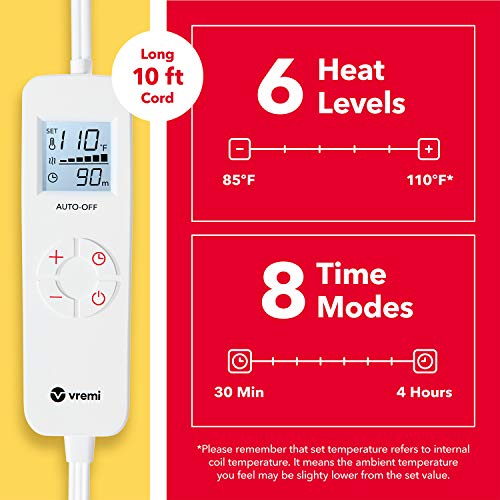 Vremi Electric Blanket - 50 X 60 Inches Throw Heated Blanket With 6 Heat And 8 Time Settings - Fleece Heating Pad With 10 Feet Cord, Lcd Display Controller, Auto Shut Off, Washable Cover #TOP2