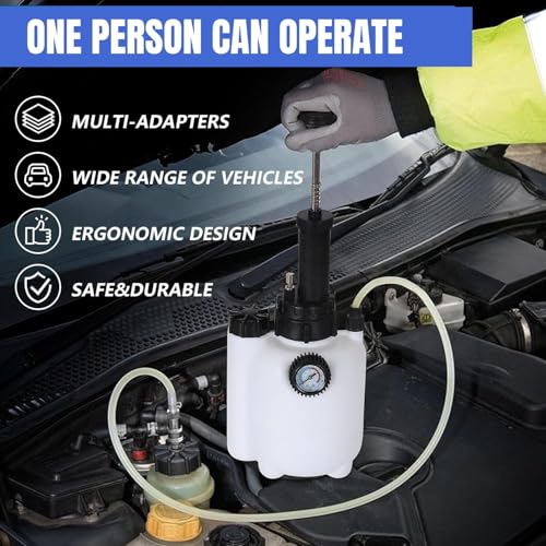 MoEnergy 3L Manual Brake Bleeder Kit, One Person Brake Bleed Vacuum Pump with 1L Brake Fluid Bleed Bottle and 4 Master Cylinder Adapters, Suitable for Most Vehicles - Thumbnail 5