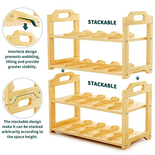 Kok Kay Water Bottle Organizer, Stackable Wine Rack Storage, 2 Layers Holds Up To 10 Bottles, Adjustable Bamboo Water Bottle Storage Organizer Rack #TOP3