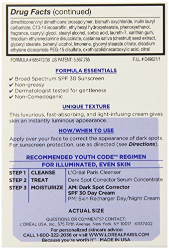 L'oreal Paris Youth Code Dark Spot Corrector Facial Day Cream Spf 30 #TOP2