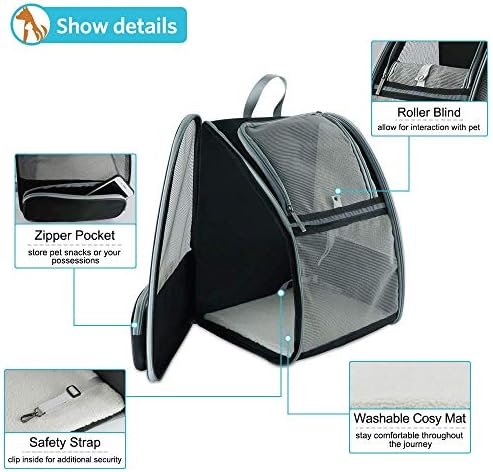 Pet Carrier Backpack for Dogs Cats - Large Mesh Transport Bag Foldable Transparent Good Ventilation with Wire Structure, Stable Rucksack Two-Sided Entry for Travel and Daily Use Airline Approved