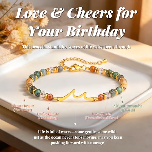 NUKAYAI Wave of Life Happy Birthday Gifts Bracelets for Women Bestie Sister Daughter, Meaningful Unique Bracelet 20th 30th 40th 50th 60th 70th Best Friend Birthday Gifts for Women Her by NUKAYAI - Used condition - Image 4