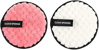 إسفنجة إزالة مكياج من قطن عضوي قابلة للغسل، اسفنجة من مايكروفايبر فائقة النعومة وقابلة لإعادة الاستخدام ومضادة للبكتيريا للنساء والرجال - قطعتان بألوان عشوائية