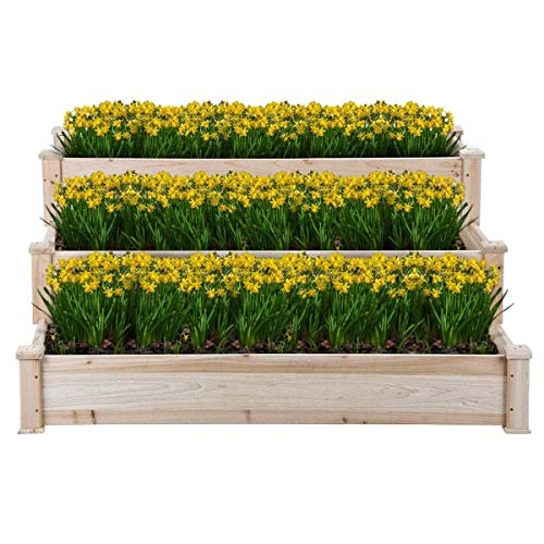 Ecogardener Raised Bed Planter, 4’X4’. Outdoor Wooden Raised Garden Bed Kit For Vegetables, Fruit, Herbs, Flowers And Plants, Tiered Design. #TOP1