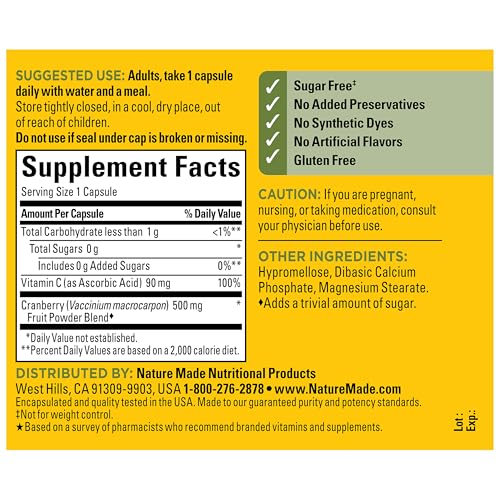 Nature Made Cranberry Supplement 500mg with Vitamin C, 60 Capsules - image 7