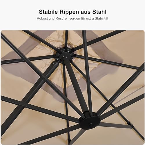 Rechteckiger Ampelschirm PURPLE LEAF 250 x 250 cm für Garten und Terrasse