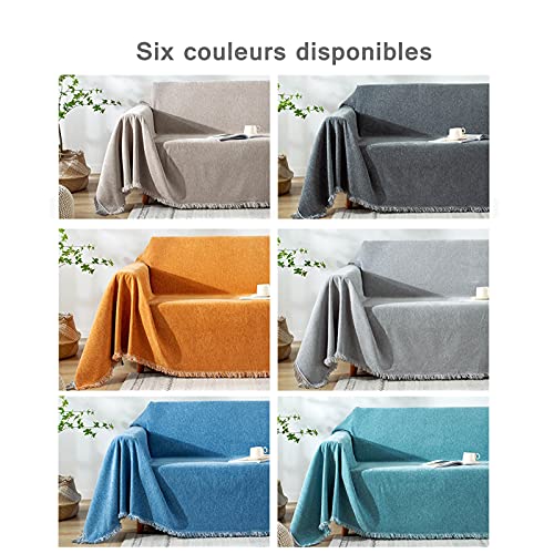 Housse canapé 3 places gris clair et couverture canapé d'angle multifonction - 5