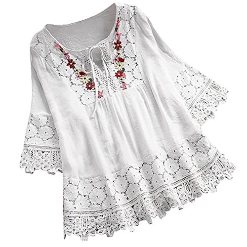 Tee Shirt Noir Femme Chic Grande Taille - Haut en Dentelle, Tunique, Chemise Blanche - Vêtement M