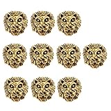 SERUCARY 10 Piezas de Metal León Cabeza Pulsera Collar Conector Encanto Perlas, Oro, Individual