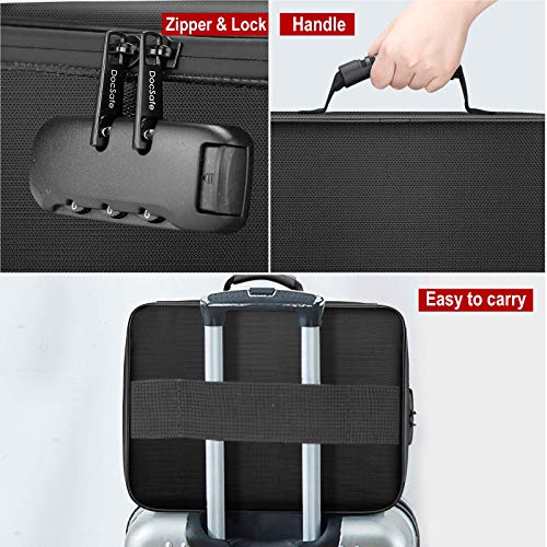 Image of DocSafe Document Bag with Lock, Fireproof 3-Layer File Storage Box, Black