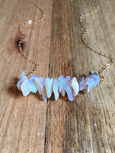Raw Australian Opal Necklace on 16" Gold Filled Chain