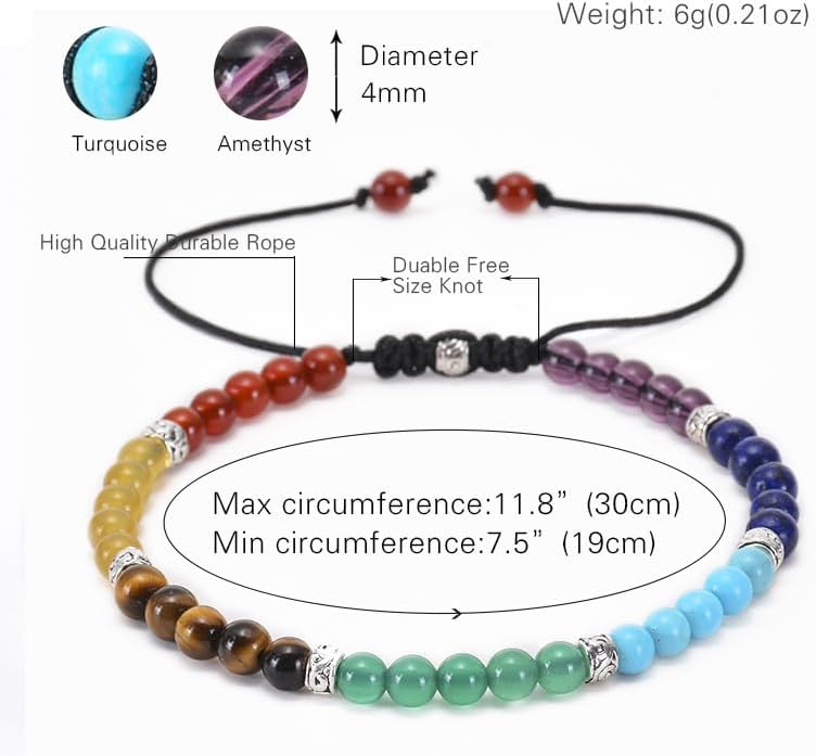 Handmade Natural Stone Crystal Beads Wristband 19cm/7.5inch Circumference for Daily Wear，B04 image 5