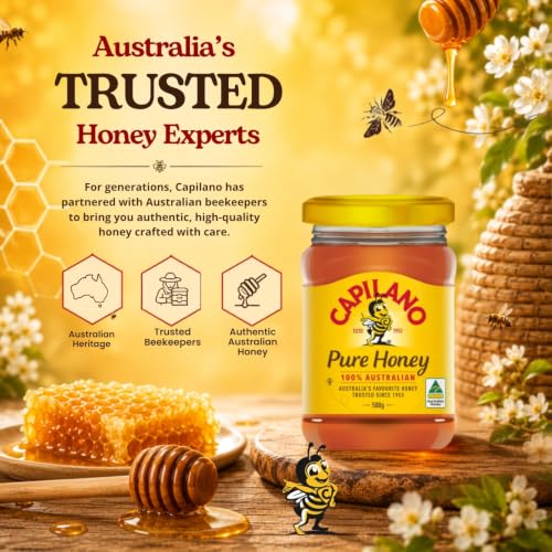 Image of Capilano Australian Honey- 500gms | 100% Pure & Natural | Eucalypt & Ground Flora Blend | Sweet, Smooth & Balanced | Perfect for Tea, Toast & Recipes