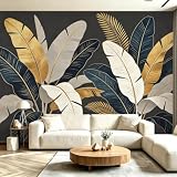 3D Fotomurale Murales Foglie di Palma Tropicale Carta da Parati Panoramica 400x280 cm Stile di Lusso Leggero Fotomurali Tessuto Non Tessuto Decorazione Parete Camere da Letto Pareti Murale M.2062