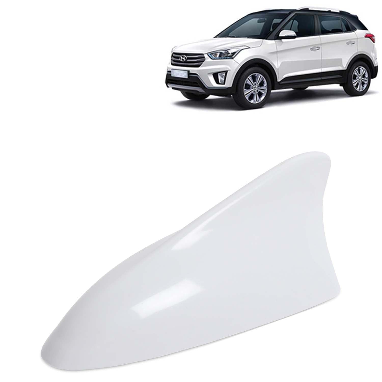 KINGSWAY Accessories Shark Fin Car Antenna Universal Size and Compatible with Hyundai Creta Year 2015 to 2017, Car Radio FM AM, DIY Easy Replacement Original Car Antenna, 1 Piece, White Color