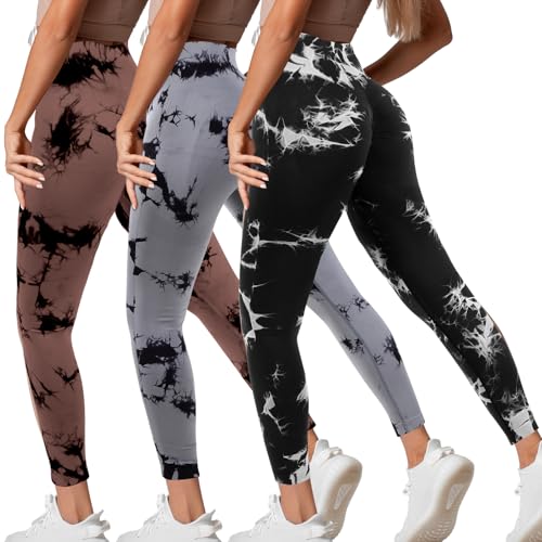 Pantalon de sport tie dye femme lot de 3 leggings confort pour yoga et fitness