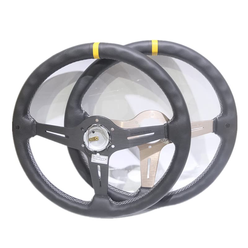 Volanti Auto Volante di deriva piatto da 15 pollici 380mm / volante in pelle(Noir)