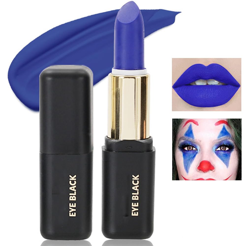 Blue Matte Lipstick for Halloween Gothic Cosplay Makeup, Non-Stick Cup Velvet Waterproof and Long Lasting Lip Gloss Matte Lipstick (Blue 03)