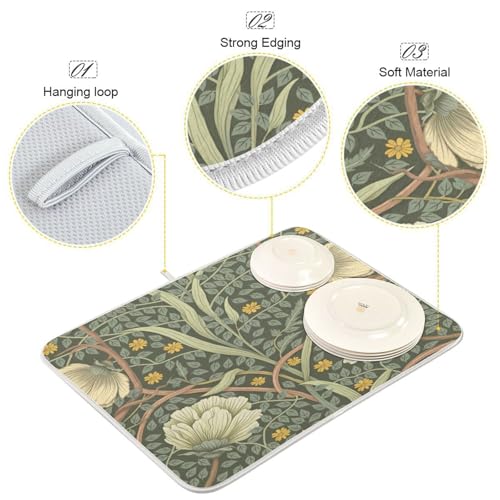 Tapis de séchage microfibre absorbante cuisine ALAZA imprimé William Morris 45,7x61 cm - 3