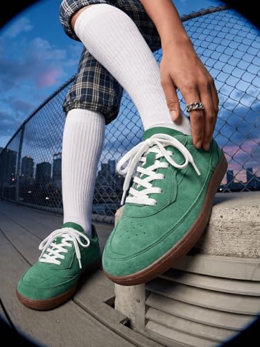 Image of Bacca Bucci Zest Women's Low-Top Walking Sneakers with Suede-Look Upper, Lace-Up Closure, Padded Collar, Perforated Toe Detail, Gum Grip Outsole, Casual Streetwear Shoes