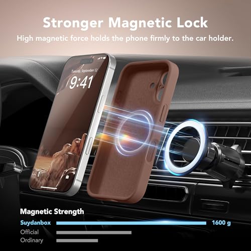 Image of Magnetic for iPhone 16 Plus Case, Compatible with MagSafe, [Full Camera Protection][Screen Protector] Silicone Shockproof Protective Phone Case for iPhone 16 Plus 6.7 inch, Brown