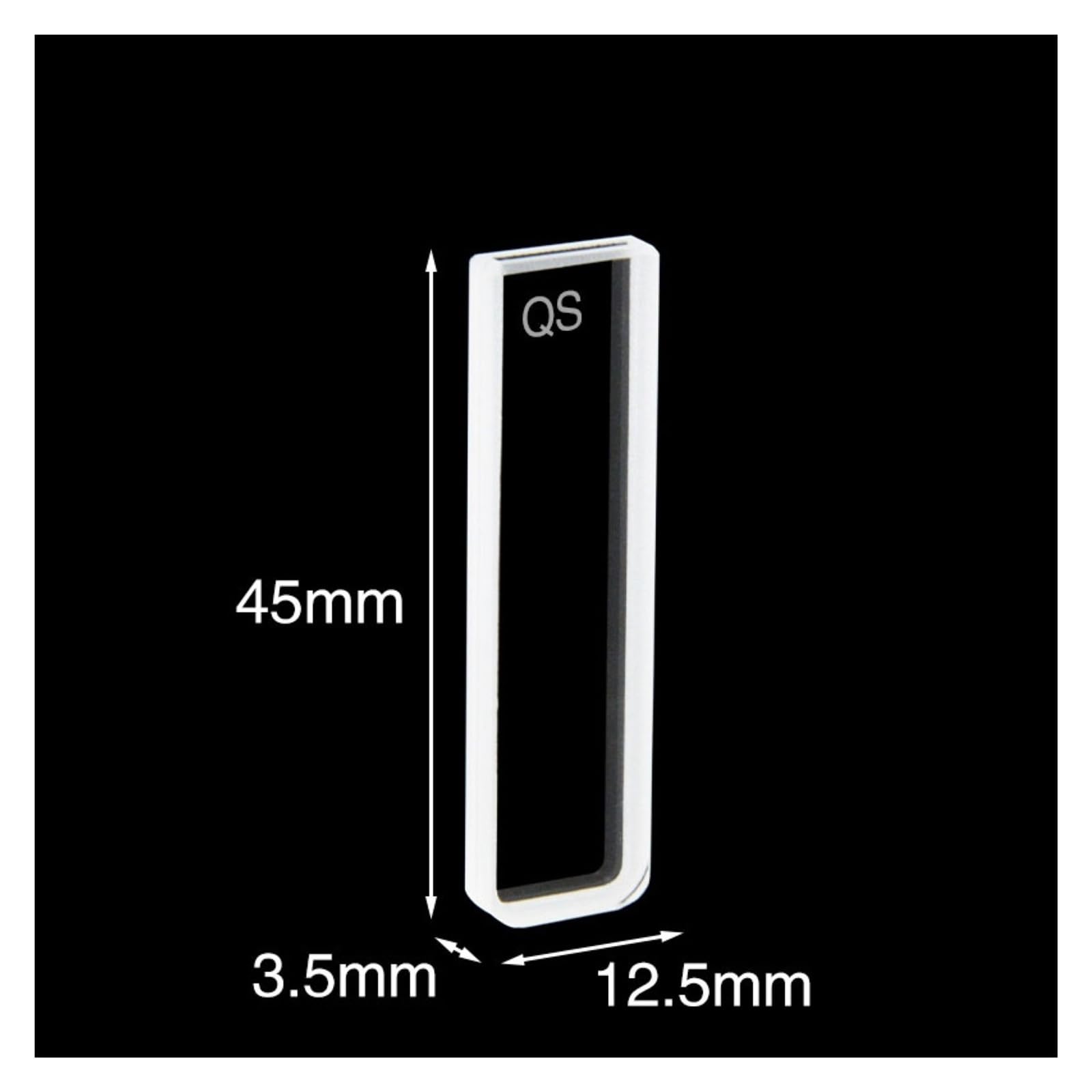 2 cubetas de Cuarzo con Tapa, Dimensiones: 12,5 x 3,5 x 45 mm, Longitud de trayectoria de 1 mm, JGS1, Volumen: 350ul, for espectrofotómetro de Laboratorio.(High Transmittance)