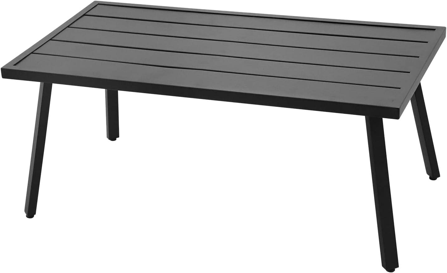 COOS BAY Urban Oasis Metal Patio Table, Small Rectangle Coffee Table, Weather-Resistant Modern Outdoor Furniture, Black