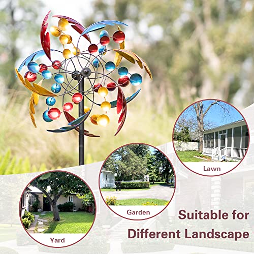 Outdoor Metal Large Wind Spinners - Wind Sculptures & Spinners Decor For Yard And Garden, Gifts For Birthday, Anniversary, Christmas, Housewarming, Holidays (23" W X 84" H) #TOP3