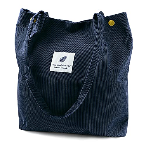 Image of Ayieyill Corduroy Tote Bag for Women Canvas Shoulder Cord Purse with Inner Pocket