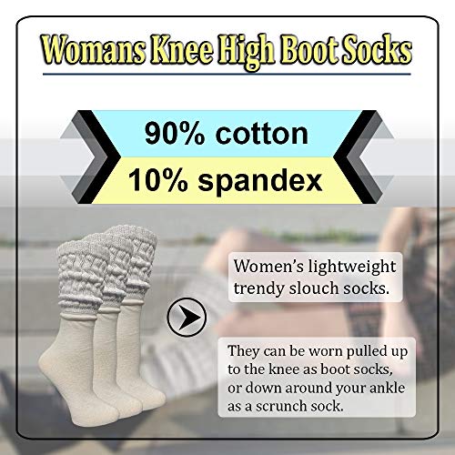 Image of Yacht & Smith 6 Pairs Women's Scrunched Slouch Socks, Cotton Boot Socks Bulk Pack for Everyday Comfort & Style, Size 9-11