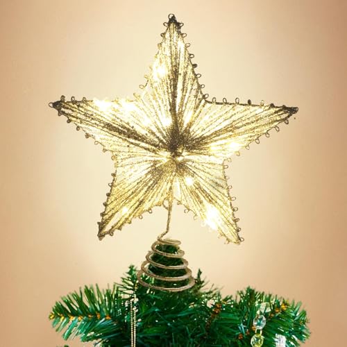 Christmas Tree Star Topper 10" Silver Christmas Tree Topper with Warm White LED Lights, Xmas Tree Topper Star Battery Powered Ornaments for Holiday Xmas Decorations, Home Party Decor by party greeting - Used condition - US$7.36