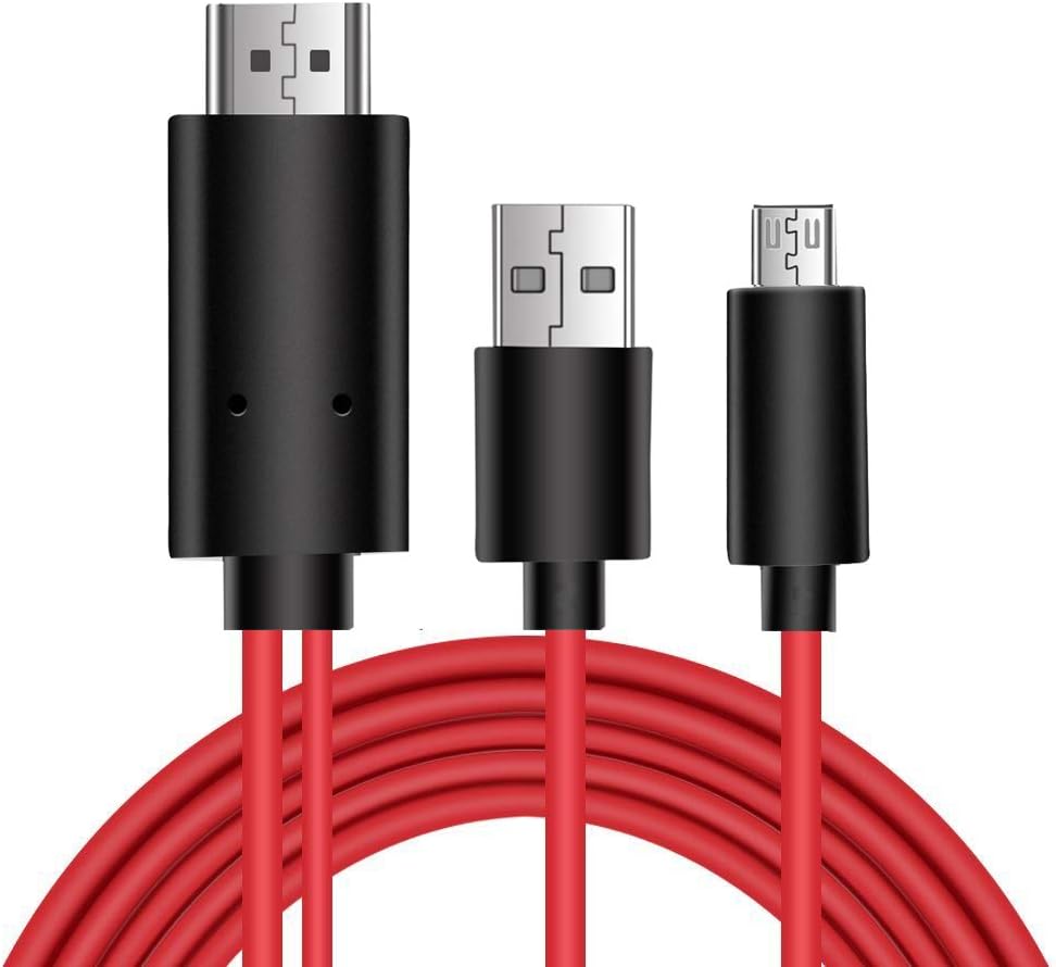 6.5 Feet 11 Pin Micro USB to HDMI Adapter Cable 1080P HDTV for Samsung Galaxy S5, S4, S3, Note 3, Note 2, Galaxy Tab 3 8.0, Tab 3 10.1, Tab Pro, Galaxy Note 8, Note Pro 12.2 …
