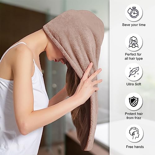Image of Sassoon Venir Microfiber Hair Wrap Towel for Women (Peanut Color, Free Size) with Smooth Texture Super Absorbent Quick Dry Hair Turban for Drying Hair