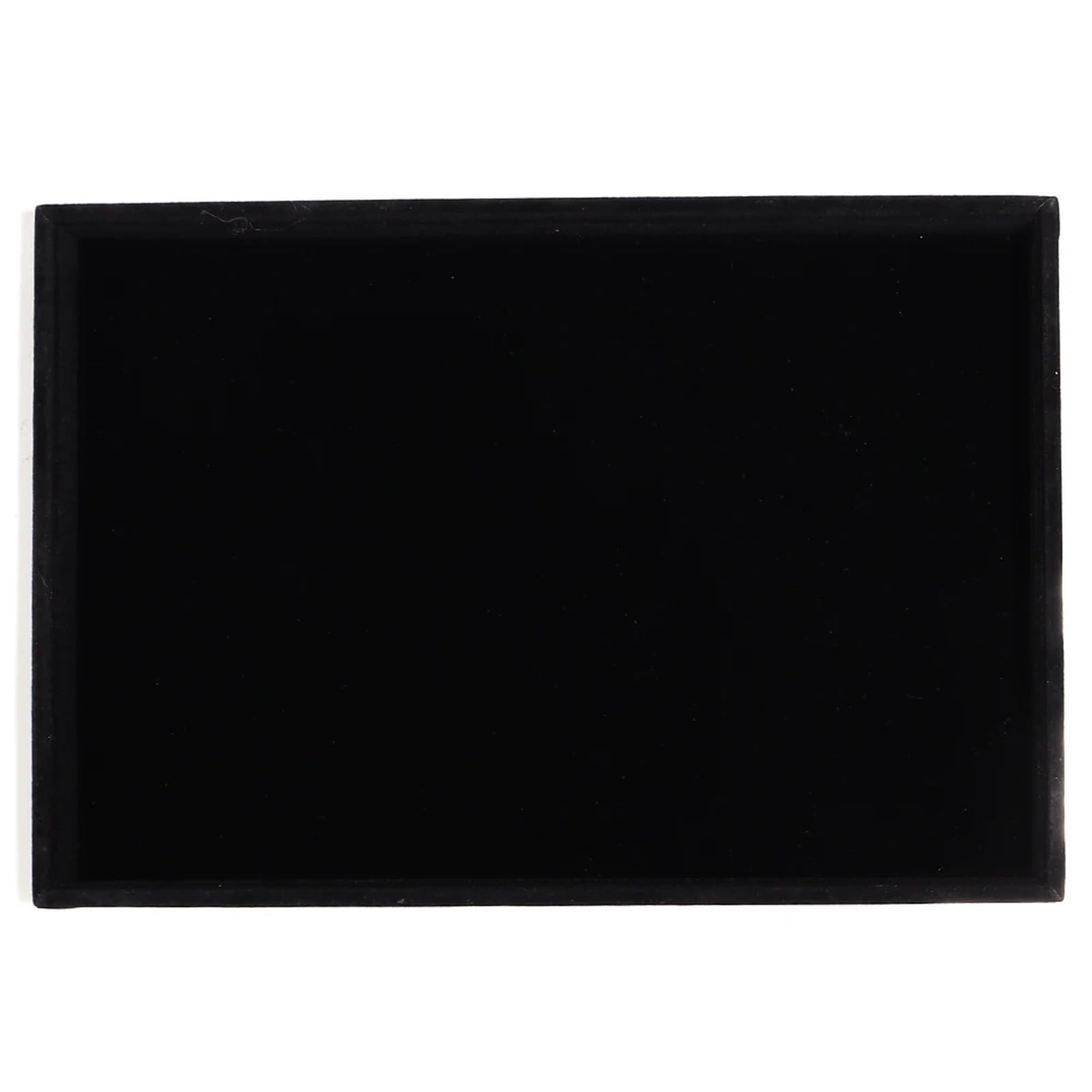 ZHSOAO 1Pc Velvet Jewelry Display Tray Ring Earring Storage Box Necklaces Bracelets Organizing Plate for Jewelry(Black Big)