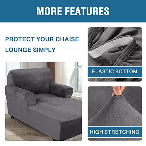 H.Versailtex PART-YHRSFS-GREY Velvet Chaise Lounge Cover High Stretch Chaise Chair Cover For Living Room Soft Chaise Slipcovers thumb #4
