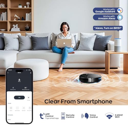 Image of MANVN Robot Vacuum and Mop Combo for Pet Hair, Robotic Vacuum for Hard Floors and Carpets, 2.87'' Ultra-Slim, with 3D Obstacle Avoidance, Wi-Fi /App /Voice Controlled, Self-Charging