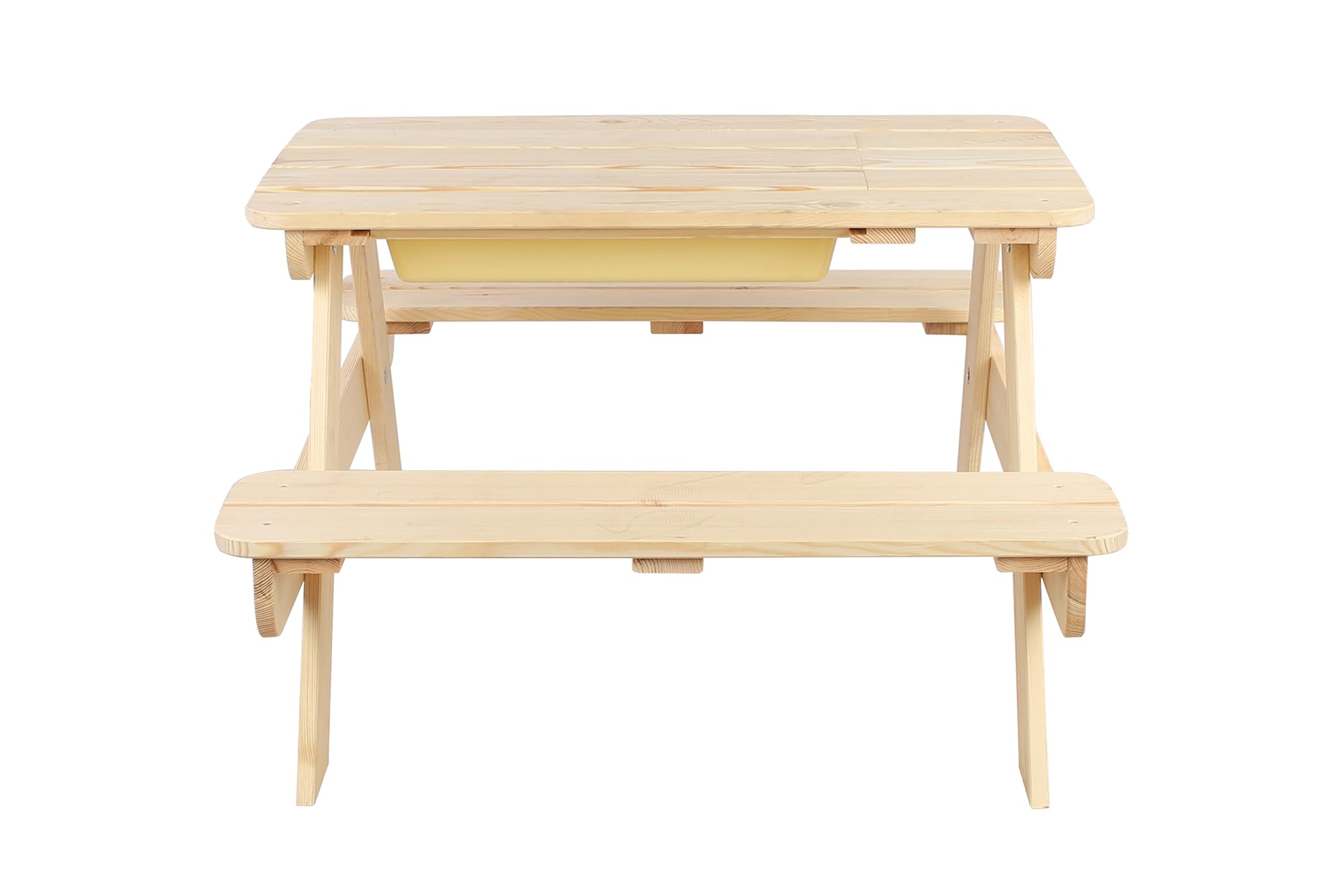 Picknicktisch Mit Bank Kindersitzgarnitur Kindertisch Gartentisch Holz Set SPD mit Sandkaste Matschküche Farben (HxBxT: 52x100x80 cm) (Natur)