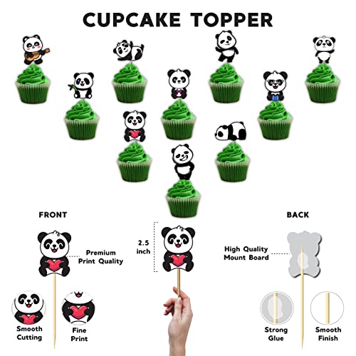 Image of FestikoCute Cartoon Panda Birthday Party Supplies,Children Party Decoration,Girl Birthday Party Decoration Cup Cake Toppers (10 Pcs)