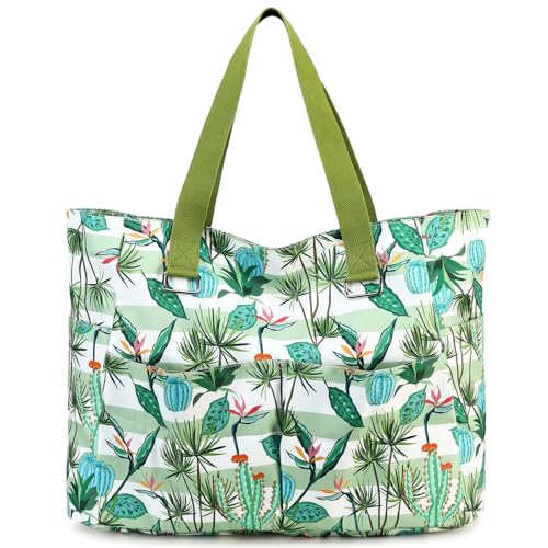 Myhozee Strandtasche XXL Familie Badetasche Damen Groß Beach Bag mit Reißverschluss Sommer Schwimmtasche Saunatasche Tote Bag Tasche für Strand Pool Reisen mit Nasstasche, Sanabweisend & Wasserdicht
