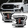 ACANII - For [Halogen Model] 2018-2020 Ford F150 Black Switchback Signal LED Tube Projector Headlights Headlamps Pair