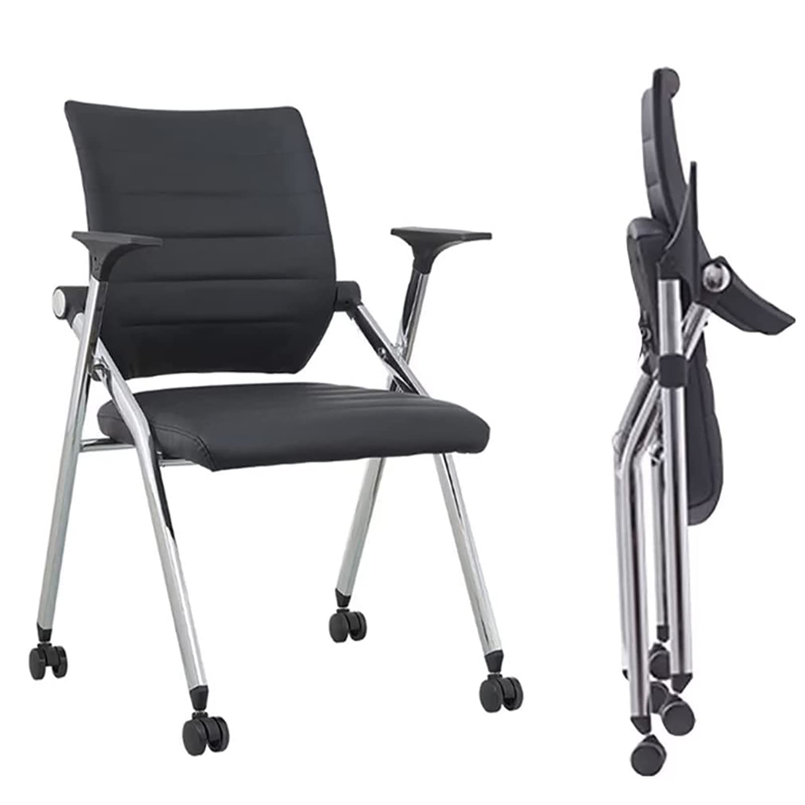 Folding Office Chair with Wheels, Ergonomic Desk Chair with