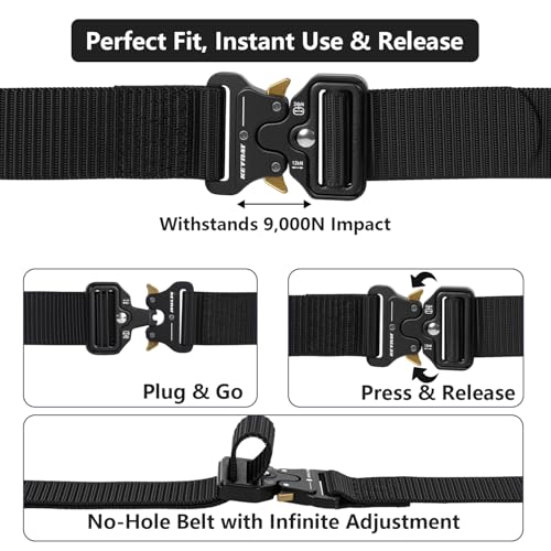 Tactical Belt, Military Belts For Men, Nickel Free Belt Men with Molle Pouch, Tactical Key Holder & Water Bottle Clip3