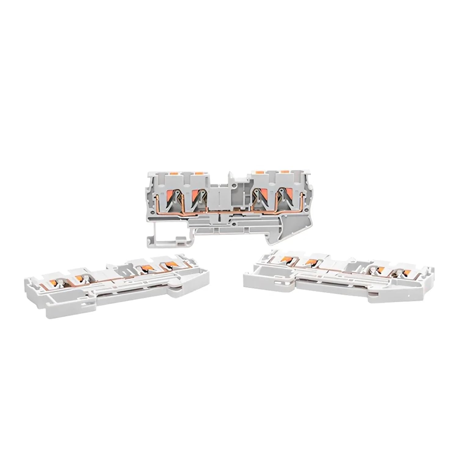 10Pcs DIN Rail Terminal Block PT4-QUATTRO, 4-Conductor Push-in Spring Clamp 32A 800V, PA66 V0 Industrial Electrical Connectors(Blue)
