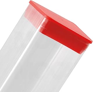 Cleartec 0.875in Sealed Bottom Square Plastic Tubes 12.187in Long PETG SBST00535 (qty 100) with PSQP.875RED 7/8