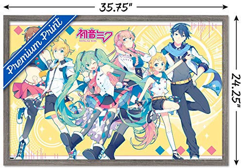 Hatsune Miku - Yellow Group Wall Poster, 34L x 22.4W, Barnwood Framed Version by Trends International - Used condition - Image 2