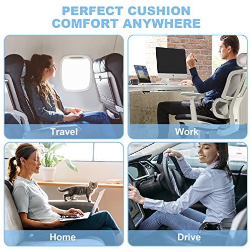 Ainiv Coussin de Coccyx en Mousse à Mémoire, Antidérapant Réglable pour Siège de Voiture, Chaise de Bureau ou Fauteuil Roulant pour Soulager Douleurs au Dos, Aux Hanches